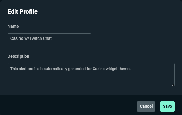 Naming screen for theme